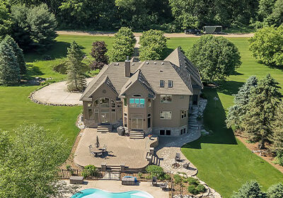 Aerial drone photography of a house for sale. Aerial drone photography of a house for sale.